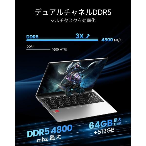 WVX 16インチFHDノートパソコンAMD Ryzen 9 6900HX (8C16T、最大4.9GHz)，メモリ16GBDDR5 SSD 512GB Radeon 680M高速の画像