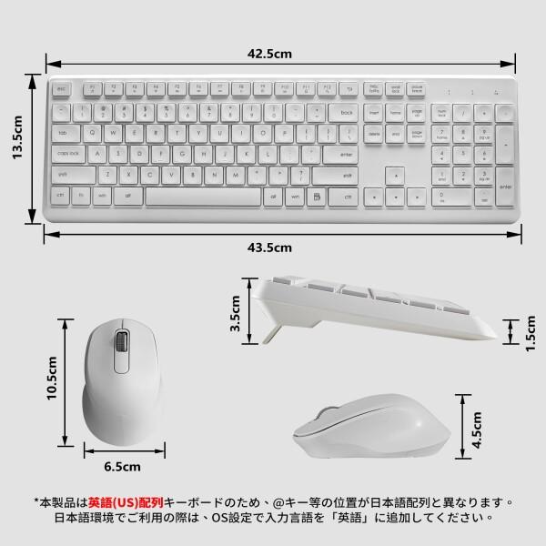 HUO JI ワイヤレスキーボード マウスセット 静音 2.4GHz無線 英語配列