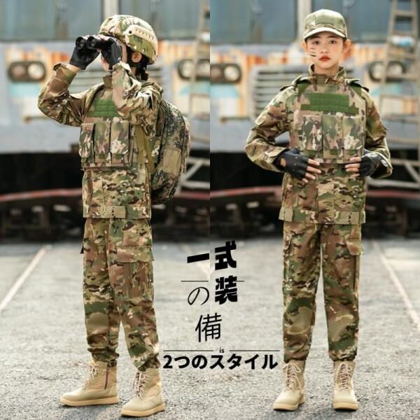 (REENEW) 陸軍特殊部隊の衣類 子供用迷彩柄シングル兵士の衣類 ヘルメット バックパック 兵士の少_3