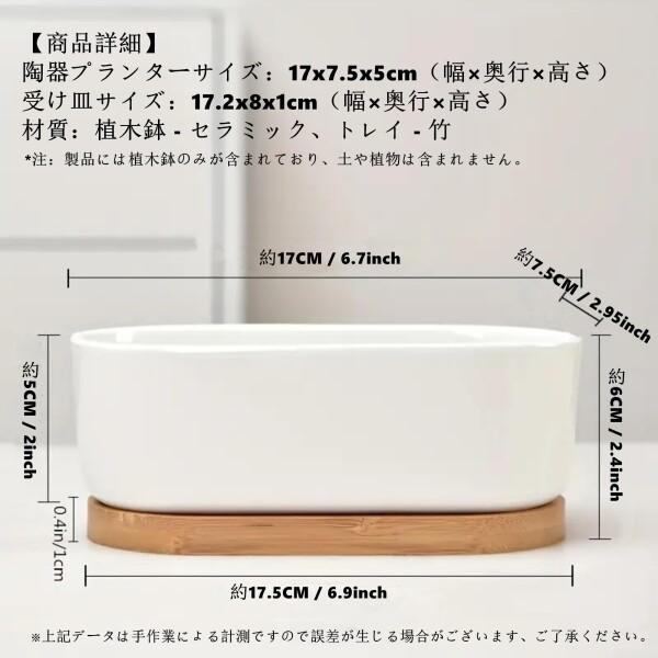 Facecolor 楕円形サボテン鉢 2個セット 植木鉢 多肉植物鉢 陶器鉢 多肉