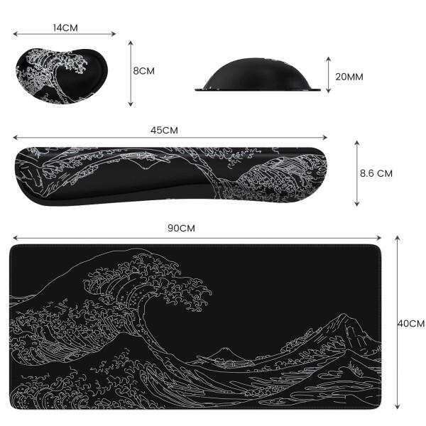 iCasso マウスパッド リストレスト3点セット 90x40cm 大型