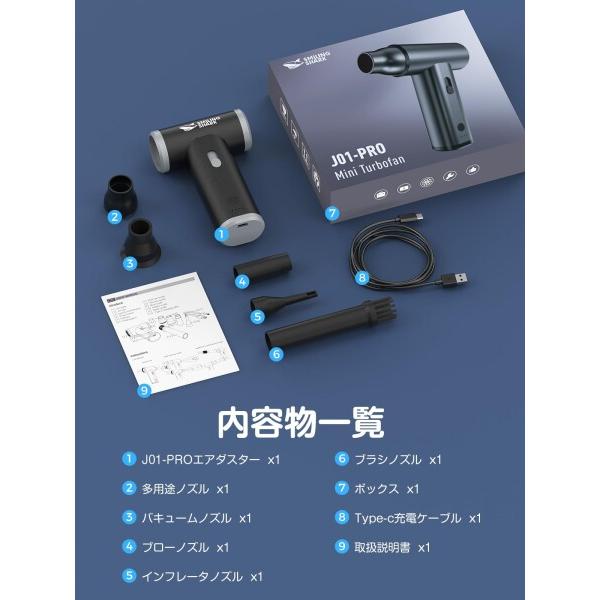 Smiling Shark 電動エアダスター， 超強力噴射 無段階風量調整 吸引機能付き 130000rpm風速 4種類ノズル_7