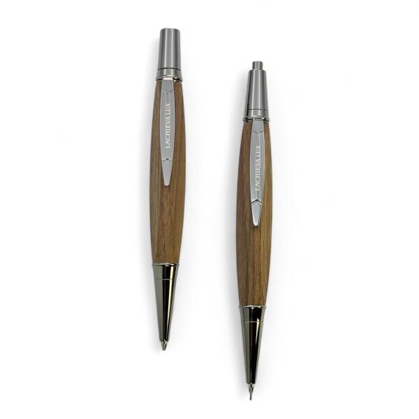 LACHIEVA LUX 高級ウォールナット木製ボールペン＆シャープペンセット ? 三角グリップデザ