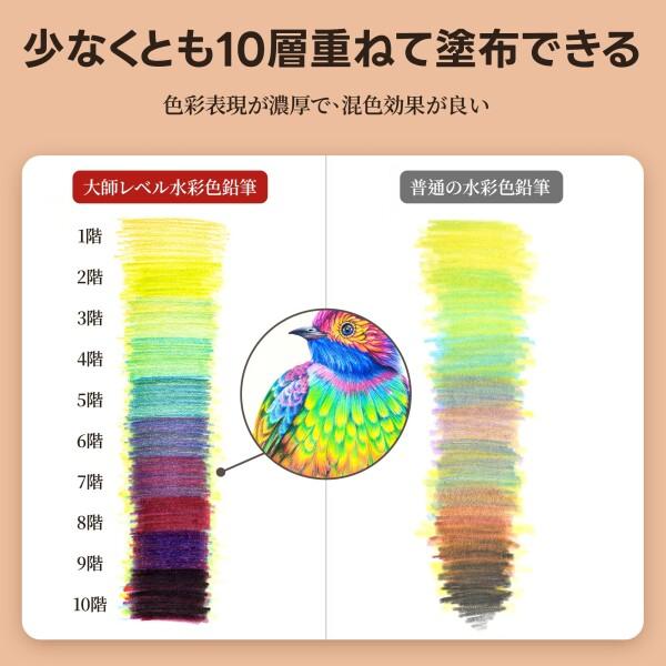 Marco 色鉛筆 水彩用 48色 水性 プロ 高級 ソフト芯 発色の良い 太い芯 重ね塗り10層 大人の塗り絵_5