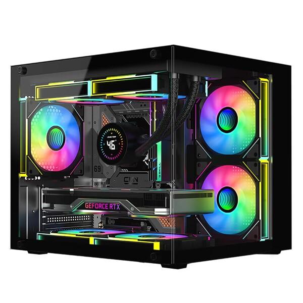 pcケース 小型 M-ATX ミニタワー ピラーレス ゲーミングpcケース 合金