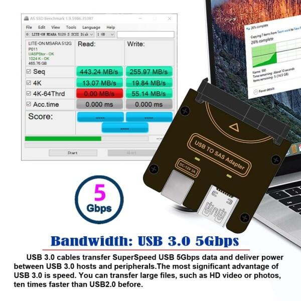Xiwai SFF-8482 SAS 29ピン - 5Gbps USB 3.0ハードディスクドライブ