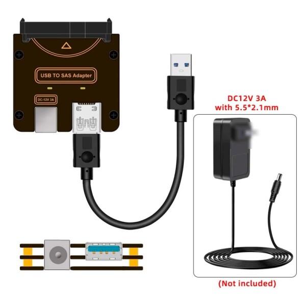 Xiwai SFF-8482 SAS 29ピン - 5Gbps USB 3.0ハードディスクドライブ