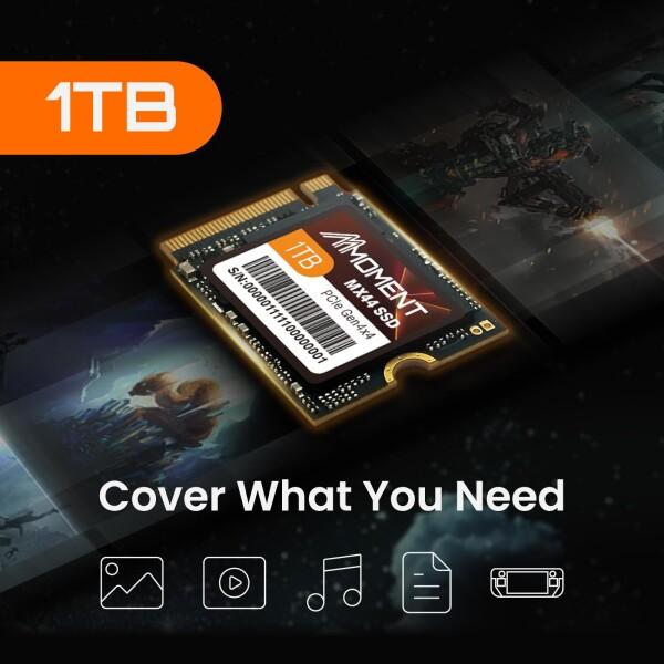 MMOMENT MX44 1TB M.2 2230 PCIe Gen4x4 NVMe 内蔵SSD (読込最大5300MB