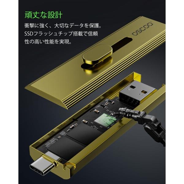 OSCOO 2TB 外付けSSD タイプC ? 最大1000MB/s、の4K 60fps ProResに対応｜USB 3.2 Gen2 USBメモリ小型、スライの画像