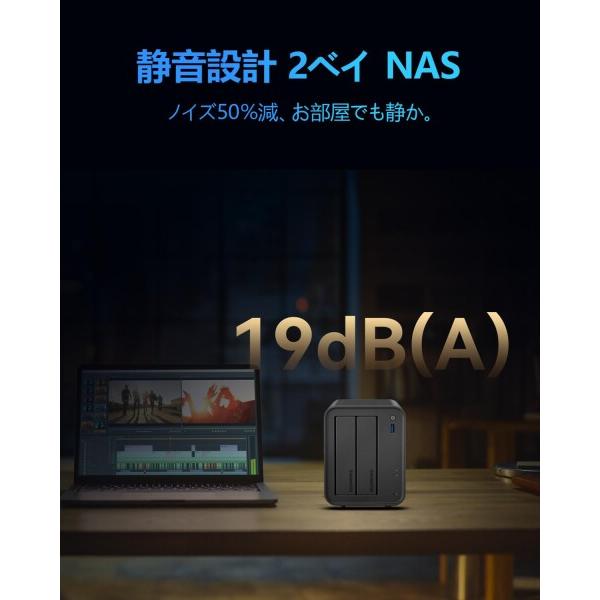 TERRAMASTER NASキット 2ベイ F2-425 デスクトップ Intel N5095 クアッドコアCPU 4GB DDR4 RAM、2.5GbE、USBポートの画像