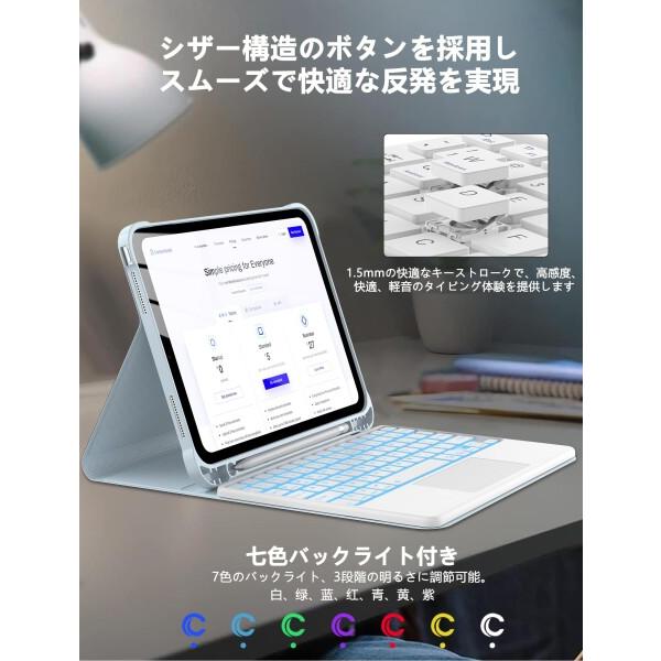 IVEOPPE iPad A16 11世代 キーボード タッチパッド付き ipad 10世代 10.9インチ ケース キーボード 軽量_5