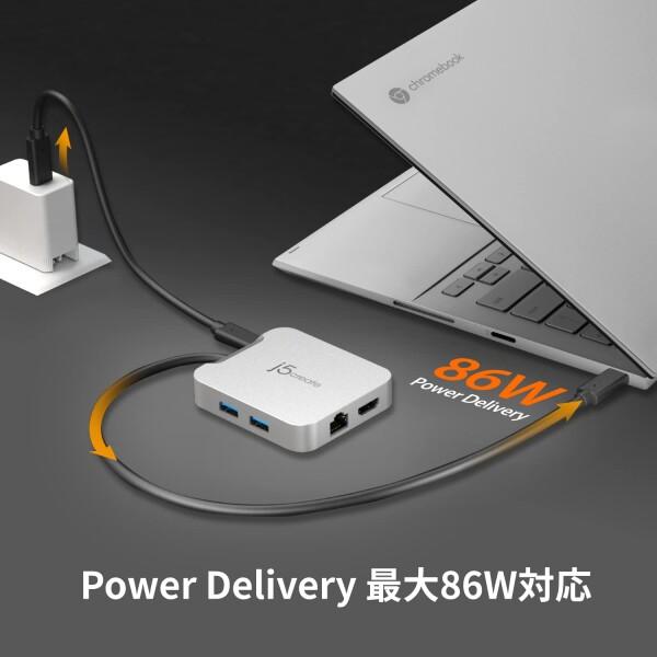 j5create USB C 5-in-1 ハブ - 4K60Hz HDMI 100W PD マルチハブ USB-A イーサネット2個 | Steam Deck MacBook ChromeBook XP_5