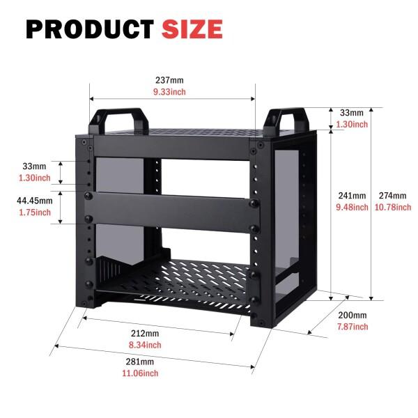 GeeekPi DeskPi RackMate T0 ブラックバージョン ラックマウント 10インチ 4U サーバーキャビネット ネッ_2