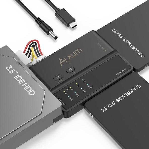 Alxum 3-in-1 SATAとIDE HDD/SSD 両対応 クローン スタンド Type-C USB