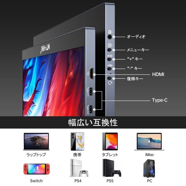 MT-VIKI 15.6インチ ポータブルモニター 1920x1080 FHD IPS液晶