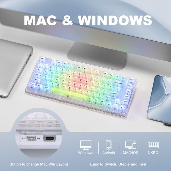 YUNZII X75 PRO 82キーワイヤレス ホットスワップ対応 英語配列