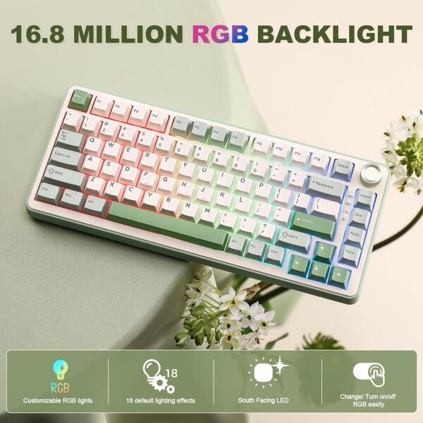 YUNZII B75 PRO 75% ガスケットゲーミングキーボード 無線メカニカル