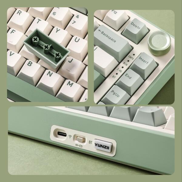 YUNZII B75 PRO 75% ガスケットゲーミングキーボード 無線メカニカル