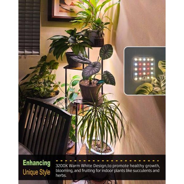 DOMMIA植物育成ライト、4個入り、あたたかい白色、調光可能な植物育成、光学レンズ付き全スペク_2