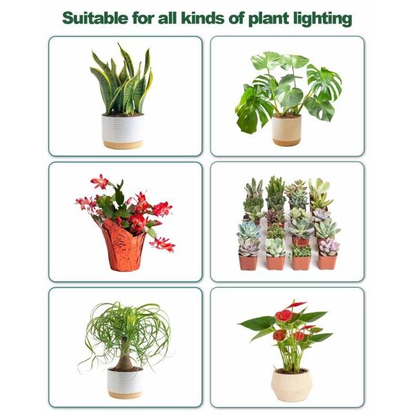 DOMMIA植物育成ライト、4個入り、あたたかい白色、調光可能な植物育成、光学レンズ付き全スペク_4