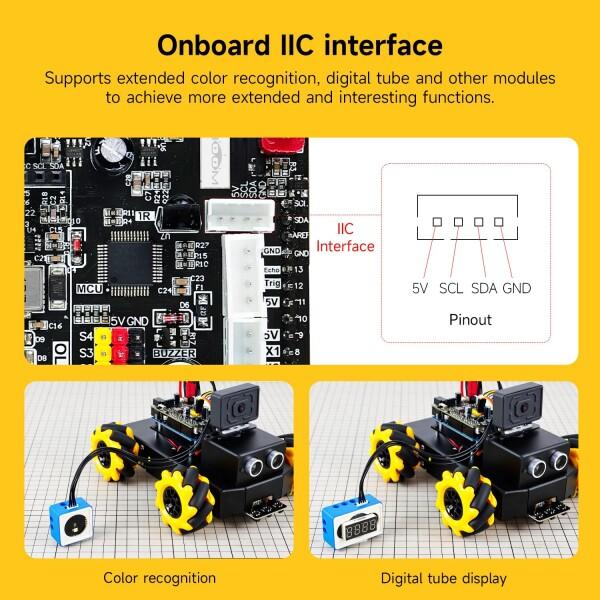 Yahboom 全方向ホイール AI インテリジェント ロボット キット ESP32 カメラ アプリ制御付き UNO R3 との画像