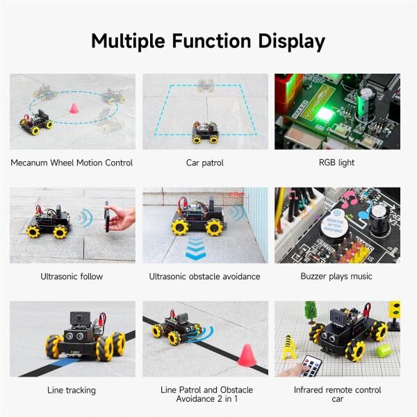 Yahboom 全方向ホイール AI インテリジェント ロボット キット ESP32 カメラ アプリ制御付き UNO R3 との画像