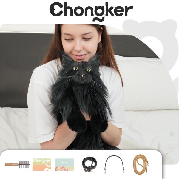 Chongker 猫 ぬいぐるみ ハンドメイド リアルな猫型リュック 猫の