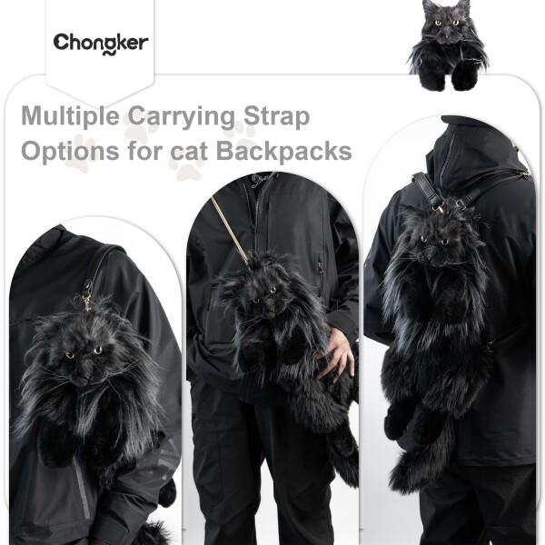 Chongker 猫 ぬいぐるみ ハンドメイド リアルな猫型リュック 猫の