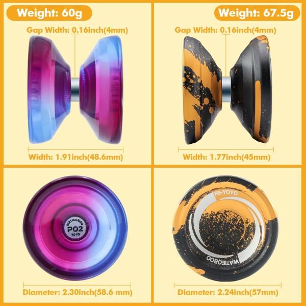 WATIEOBOO yoyo セット 2個 (R8 メタルヨーヨ ーと P02 ツーカラー