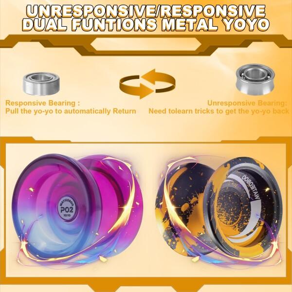 WATIEOBOO yoyo セット 2個 (R8 メタルヨーヨ ーと P02 ツーカラー
