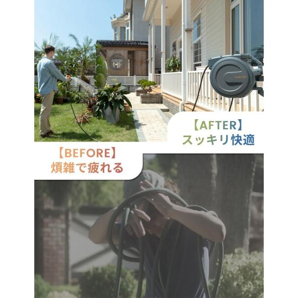 Giraffe Tools 自動巻き取り ホースリール 30m任意位置ロック180度回転