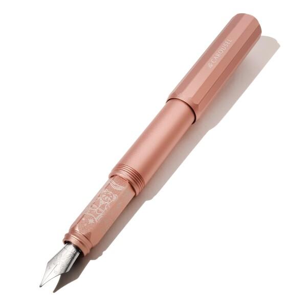 Ferris Wheel Press, Aluminum Carousel Fountain Pen, Rose Petal Plush, Aircraft grade aluminum body, Threaded cap with air seal sysの画像