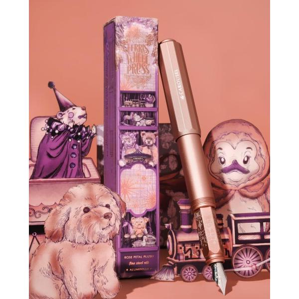 Ferris Wheel Press, Aluminum Carousel Fountain Pen, Rose Petal Plush, Aircraft grade aluminum body, Threaded cap with air seal sysの画像