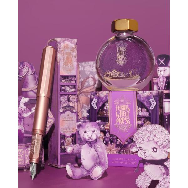 Ferris Wheel Press, Aluminum Carousel Fountain Pen, Rose Petal Plush, Aircraft grade aluminum body, Threaded cap with air seal sysの画像