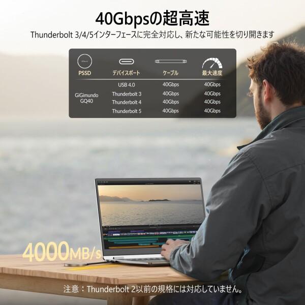 GiGimundo GQ40 2TB 40GBPS外付けSSD磁気 マグネット付き 最大高速4000 MB/s、丸型デザイン、高速ファイルの画像