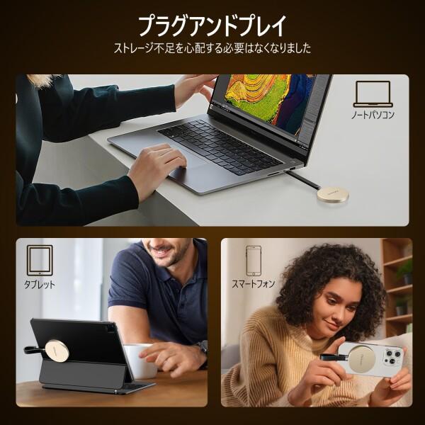 GiGimundo GQ40 2TB 40GBPS外付けSSD磁気 マグネット付き 最大高速4000 MB/s、丸型デザイン、高速ファイルの画像
