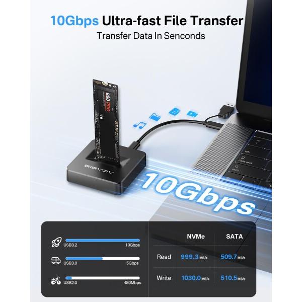 ACASIS m.2 ssd 外付けケース 、NVMEとSATA両対応 SSDドッキング