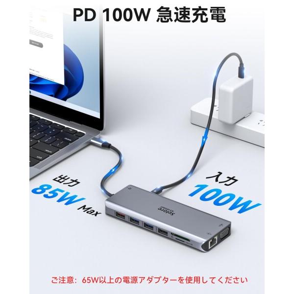 Selore USB C ドッキングステーション hdmi 2つ type-c usb ハブ