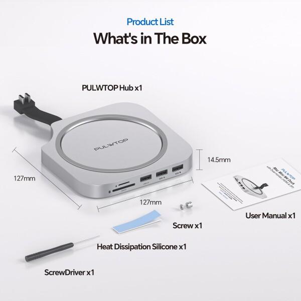 PULWTOP USB C ハブ ドッキングステーション Mac Mini M4/M4 Pro 2024