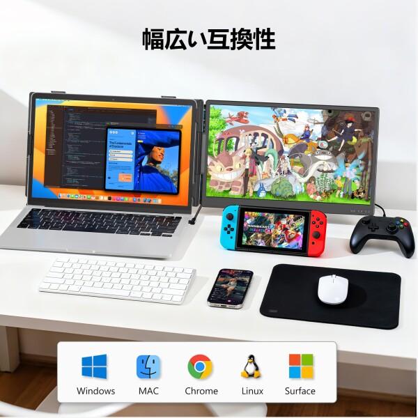 ノートパソコン用モニター 14インチ 2画面 デュアルディスプレイ
