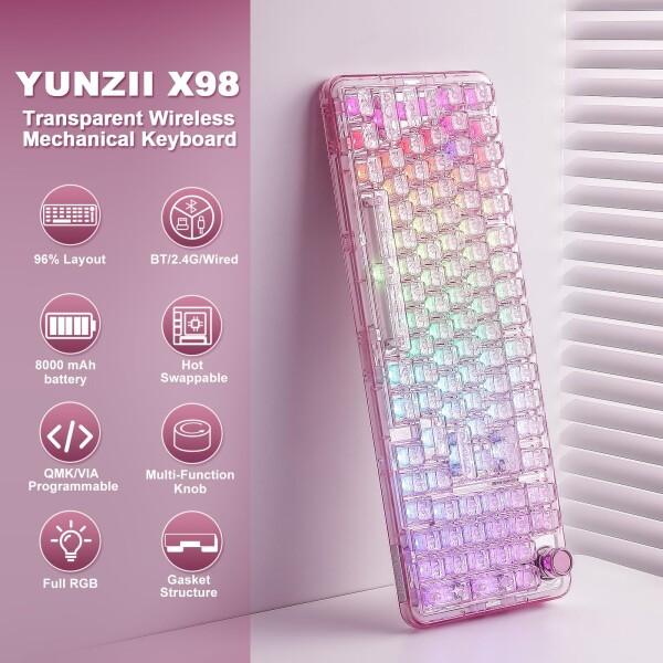 YUNZII X98 QMK/VIA対応 ワイヤレス メカニカル ゲーミングキーボード