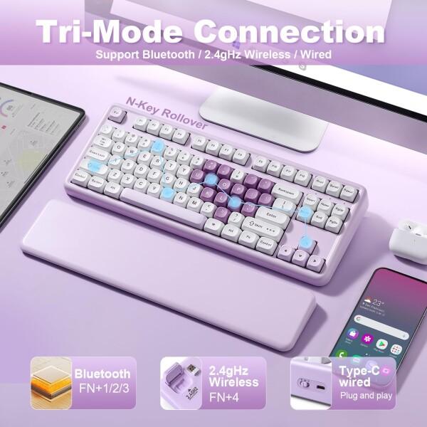 YUNZII B87 ワイヤレスメカニカルキーボード ゲーミングキーボード BT5