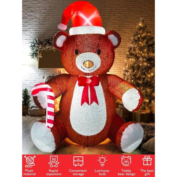 Kalolary クリスマス飾り LED ライト付き クリスマス膨らみ式屋内デコレーション クリスマステディ_2