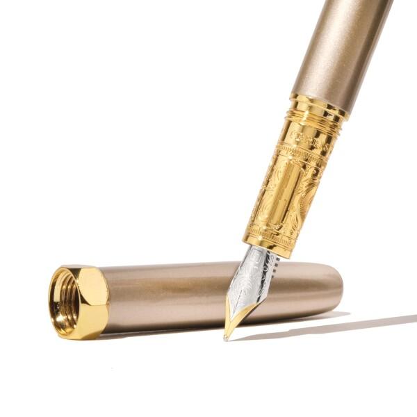 Ferris Wheel Press, Bijou Fountain Pen, Captain Earl Greyson, Double Gold Plated, Sapphire Lacquer Finish, Two-Tone Steel Nib, Med_1