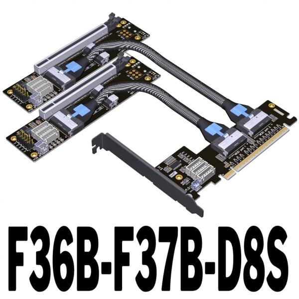 JMT ADT-F36B-F37B-D8S PCI-e 4.0 X16 to X8 MCIO 分岐アダプター