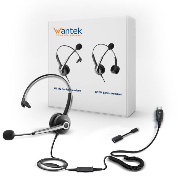 Wantek ヘッドセット USB Type-C 片耳 ヘッドホン 有線 ノイズキャンセ