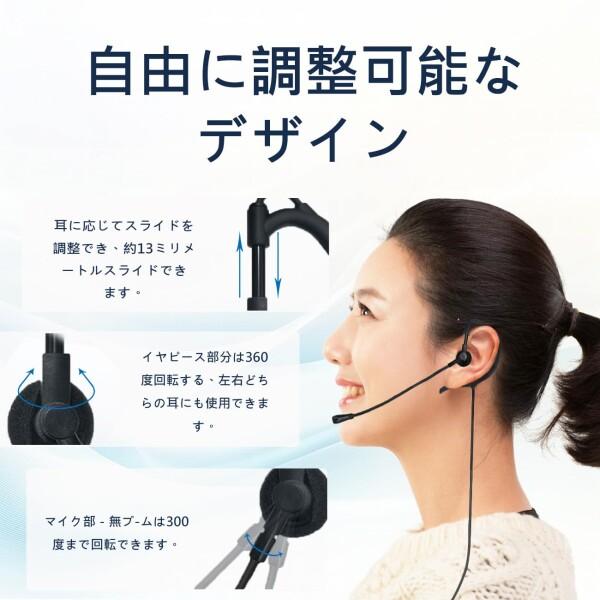 有線 イヤホン 両耳 軽量 小型 耳掛け 左右両兼用 300°回転 USB 音量