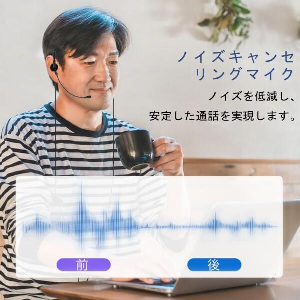 有線 イヤホン 両耳 軽量 小型 耳掛け 左右両兼用 300°回転 USB 音量