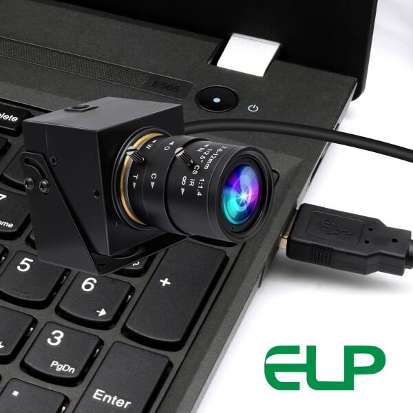 ELP グローバルシャッター USBカメラ 手動ズームウェブカメラ 5mp