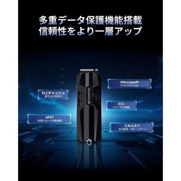 Acer Predator GM9000 ヒートシンクモデル M.2 SSD 2TB DRAMキャッシュ